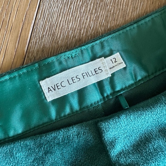 AVEC LES FILLES Plush Velvet - Satin Tuxedo Stripe Straight Leg Pants in Emerald - Picture 8 of 12